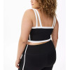 Women's plus size medium support sports bra with removable padding color block scoop neck yoga bra