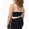 Women's plus size medium support sports bra with removable padding color block scoop neck yoga bra