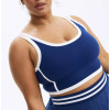 Women's plus size medium support sports bra with removable padding color block scoop neck yoga bra
