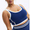 Women's plus size medium support sports bra with removable padding color block scoop neck yoga bra