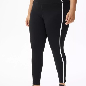 Plus size performace pocket leggings for women piped fitness tights
