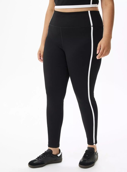 Plus size performace pocket leggings for women piped fitness tights