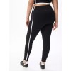 Plus size performace pocket leggings for women piped fitness tights
