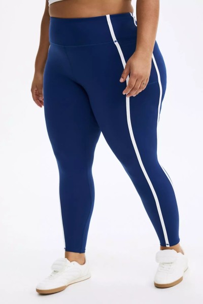 Plus size performace pocket leggings for women piped fitness tights