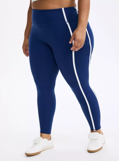 Plus size performace pocket leggings for women piped fitness tights