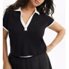 Plus size short sleeve ribbed polo shirts slim fit cropped t shirts