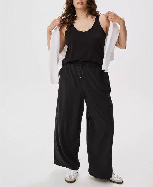 Women's plus size active pants with side pockets lightweight woven lounge sweatpants