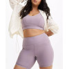 Women's plus size tummy control ribbed biker shorts with side pockets