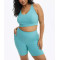 Women's plus size tummy control ribbed biker shorts with side pockets