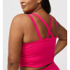 Plus size built in shelf bra top medium support back cross sports bra