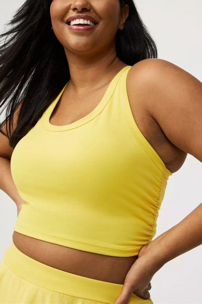 Plus size built in shelf bra top medium support back cross sports bra