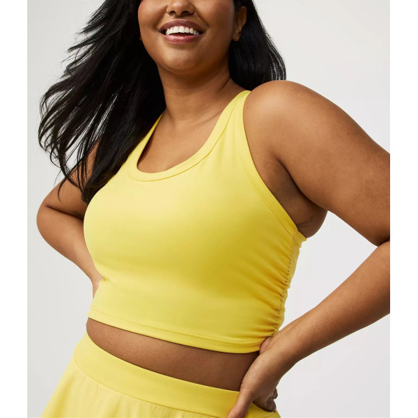 Plus size built in shelf bra top medium support back cross sports bra