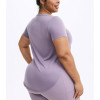 Lightweight v neck short sleeve t shirts with curved hem