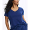 Lightweight v neck short sleeve t shirts with curved hem