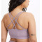 Women's plus size ribbed strappy back sports bra sleeveless padded crop top
