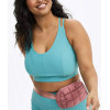 Women's plus size ribbed strappy back sports bra sleeveless padded crop top