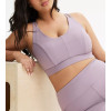 Women's plus size ribbed strappy back sports bra sleeveless padded crop top