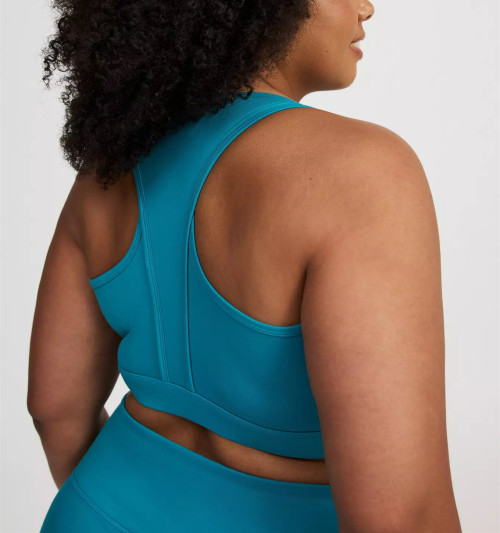 Moisture wicking racerback sports bra with removable padding