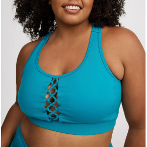 Moisture wicking racerback sports bra with removable padding