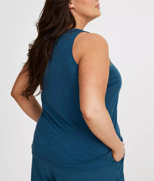 Plus size V neck slim fit sleeveless t shirts lightweight hip length tank