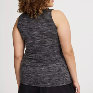 Plus size V neck slim fit sleeveless t shirts lightweight hip length tank
