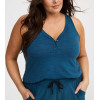 Plus size V neck slim fit sleeveless t shirts lightweight hip length tank