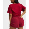 Elastic wasit side cinched running shorts with welt pockets