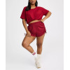 Elastic wasit side cinched running shorts with welt pockets