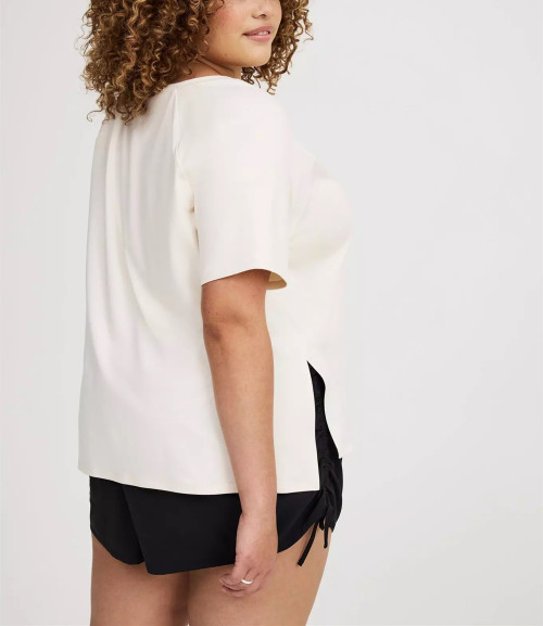 Women's short sleeve side slit flowy t shirts crew neck raglan sleeve sports tees