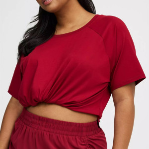 Women's short sleeve side slit flowy t shirts crew neck raglan sleeve sports tees