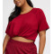 Women's short sleeve side slit flowy t shirts crew neck raglan sleeve sports tees