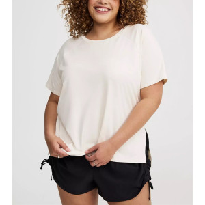 Women's short sleeve side slit flowy t shirts crew neck raglan sleeve sports tees