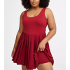 Plus size scoop neck one piece tennis dress with built in shorts