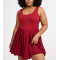 Plus size scoop neck one piece tennis dress with built in shorts