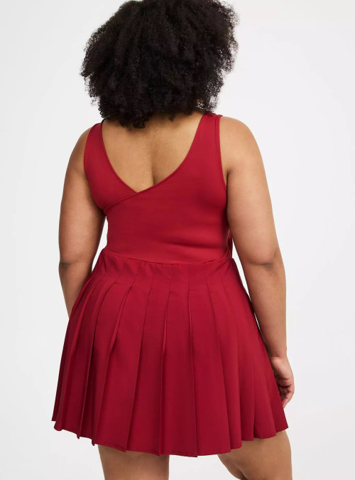 Plus size scoop neck one piece tennis dress with built in shorts