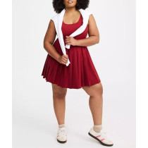Plus size scoop neck one piece tennis dress with built in shorts