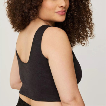 Women's basic plus size longline sports bra full coverage padded sleeveless crop top