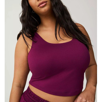 Women's basic plus size longline sports bra full coverage padded sleeveless crop top