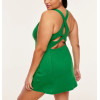 Women's hollow back active dress with built in shorts crew neck back cross tennis dress