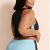 Women's sleeveless v neck full coverage sports top color block padded tank top