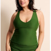 Women's sleeveless v neck full coverage sports top color block padded tank top