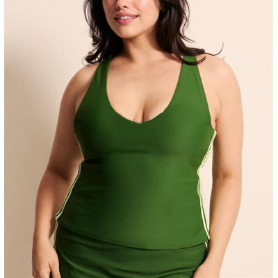 Women's sleeveless v neck full coverage sports top color block padded tank top