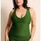 Women's sleeveless v neck full coverage sports top color block padded tank top