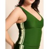 Women's sleeveless v neck full coverage sports top color block padded tank top