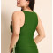 Women's sleeveless v neck full coverage sports top color block padded tank top