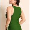 Women's sleeveless v neck full coverage sports top color block padded tank top