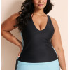 Women's sleeveless v neck full coverage sports top color block padded tank top