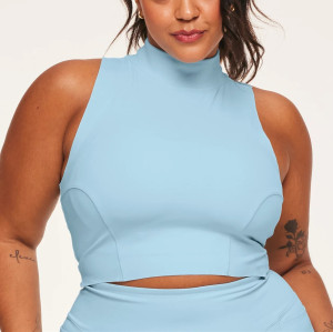 Women's high neck racerback sports tank full coverage low support sleeveless crop top
