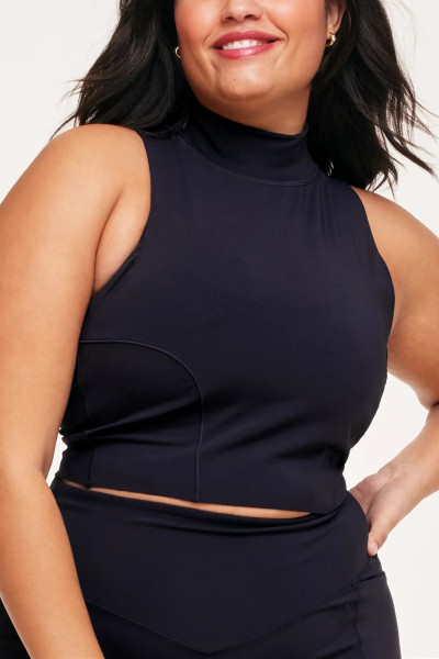 Women's high neck racerback sports tank full coverage low support sleeveless crop top