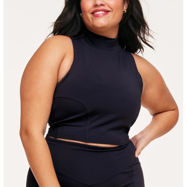 Women's high neck racerback sports tank full coverage low support sleeveless crop top